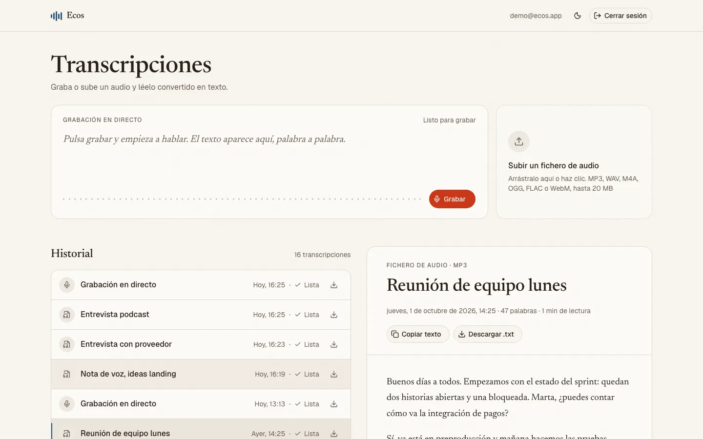 Screenshot of Ecos